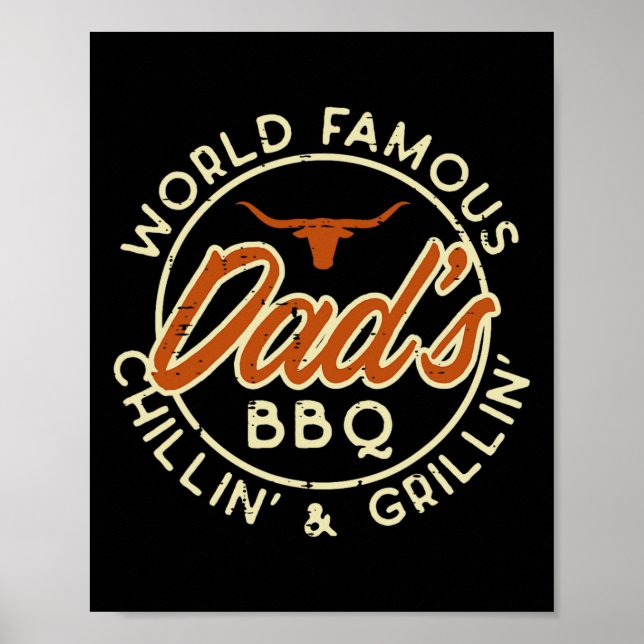Affiche Papas célèbres BBQ Grillin Barbecue Fête des pères (Devant)