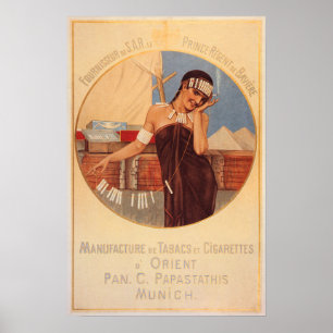 Affiche PAPASTAThis MUNICH Cigarettes Tabac Vieux allemand