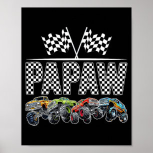 Affiche Papaw Monster Truck Rétro Famille Anniversaire Ass