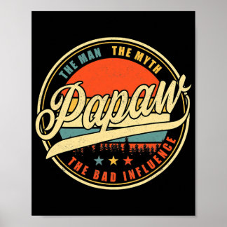 Affiche Papaw Retro Vintage Funny Papaw Father's Day Gift