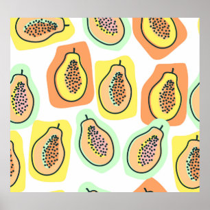 Affiche Papaya à main : Motif Vintage créatif