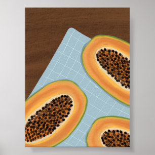 Affiche Papaya Fruit Illustration - Cuisine Boho Tropical
