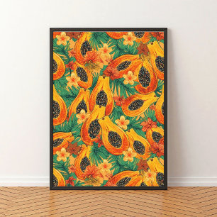 Affiche Papaya Paradis   Fruit Tropical Aquarelle