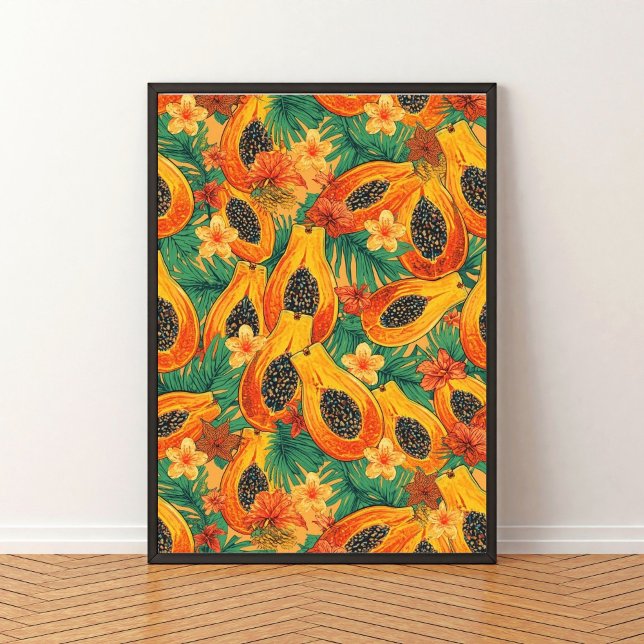 Affiche Papaya Paradis | Fruit Tropical Aquarelle (Créateur téléchargé)