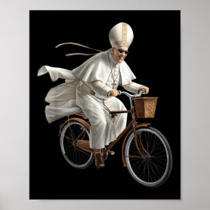 Affiche Pape à vélo Bicyclette Église catholique Bible Écr