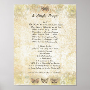 Affiche PAPE FRANCIS= ST FRANCIS PRAYER=Butterfly SIMPLE