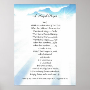 Affiche PAPE FRANCIS= ST FRANCIS PRAYER=Sunbeam SIMPLE