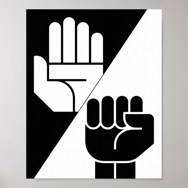 Affiche Paper Beats Rock – Minimalist Black & White art (Devant)