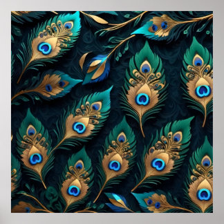 Affiche Papercut Peacock Feathers Motif