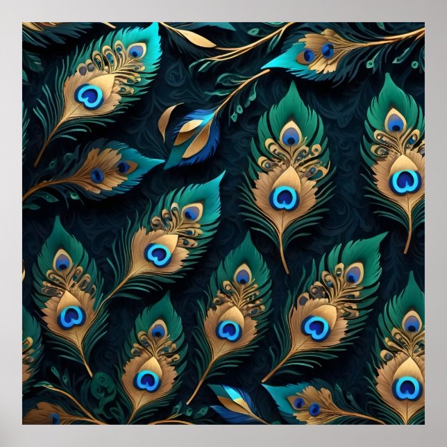 Affiche Papercut Peacock Feathers Motif (Devant)
