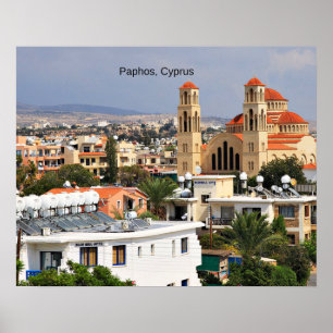 Affiche Paphos, Chypre pittoresque vue,