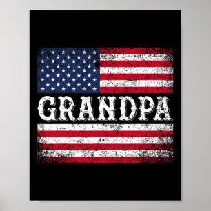 Affiche Papi Drapeau Usa Vintage Patriotique 4 Juillet 