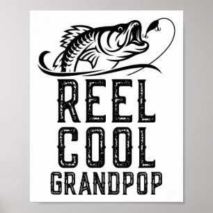 Affiche Papi super cool de pêche à la bobine drôle rétro