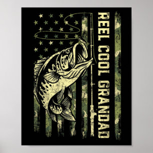 Affiche Papi super cool pêcheur camouflage Fête des pères