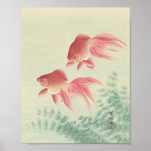 Affiche Papier à bois japonais Vintage Goldfish