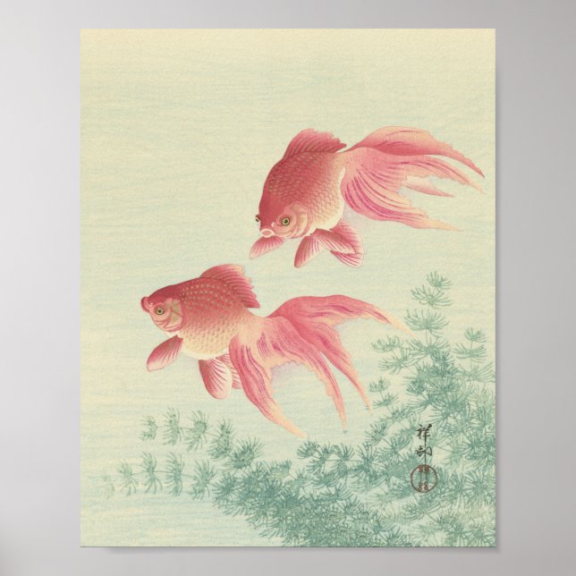 Affiche Papier à bois japonais Vintage Goldfish (Devant)