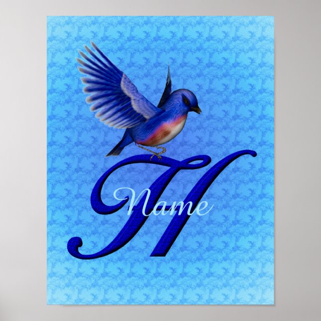 Affiche Papier à en-tête Monogramme Initial H Personnalisé (Devant)