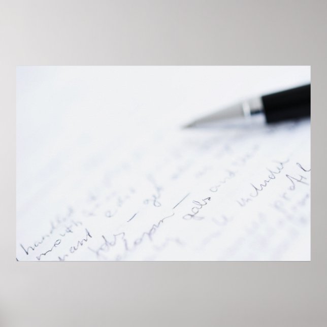 Affiche papier blanc avec texte et un stylo (Devant)