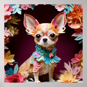 Affiche Papier couleur Rococo Pastel Chihuahua