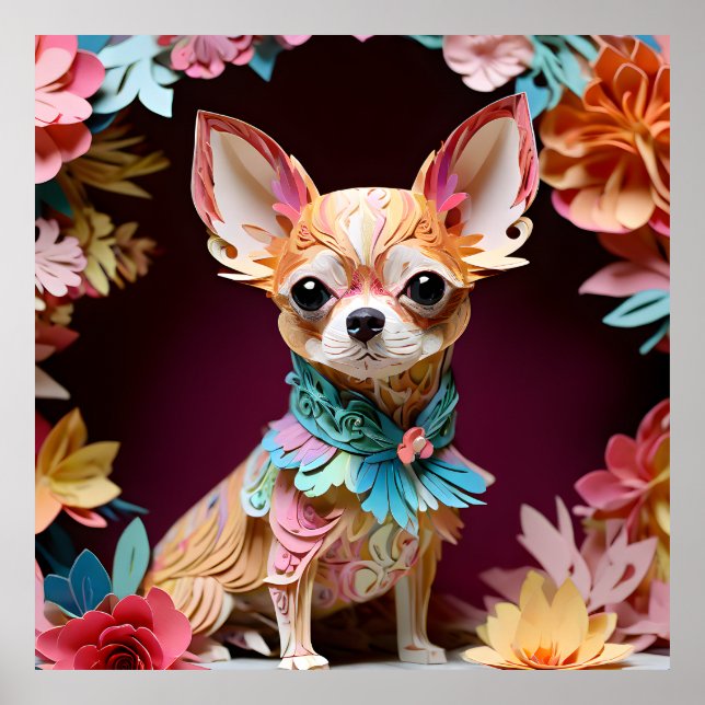 Affiche Papier couleur Rococo Pastel Chihuahua (Devant)