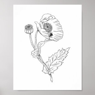 Affiche Papier d'affiche minimaliste à fleurs (Matte)