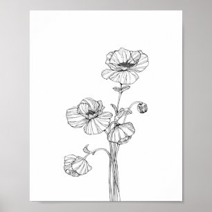 Affiche Papier d'affiche minimaliste à fleurs (Matte)
