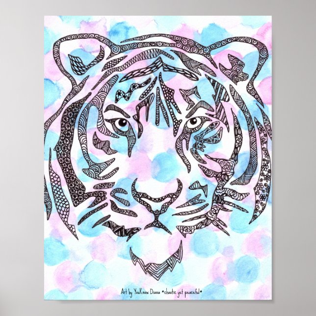 Affiche Papier d'affiche Motif Tiger Tessellation (Devant)