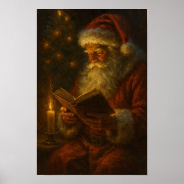 Affiche papier de Noël Santa Bougie chaude lumière (Devant)