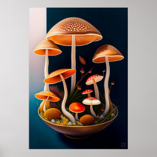 Affiche Papier de peinture de champignons
