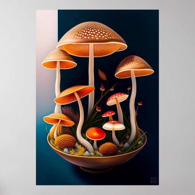 Affiche Papier de peinture de champignons (Devant)