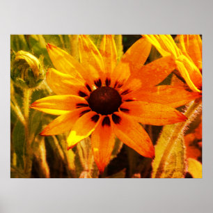 Affiche papier de valeur de photo de fleurs jaunes
