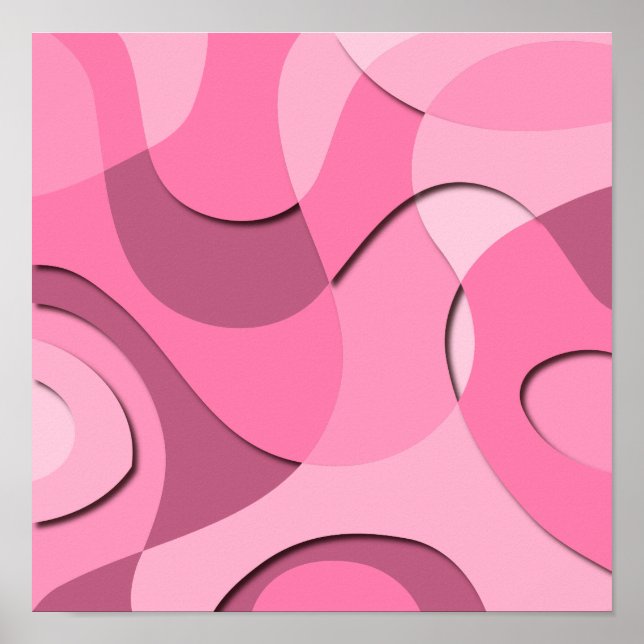 Affiche Papier découpé Abstrait rose moderne (Devant)