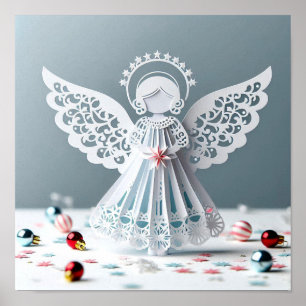 Affiche Papier dentelle Ange Artisanat de Noël Art