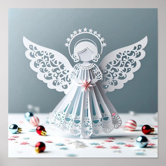 Affiche Papier dentelle Ange Artisanat de Noël Art (Devant)