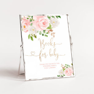 Affiche Papier doré rose floral pour bébé Livres