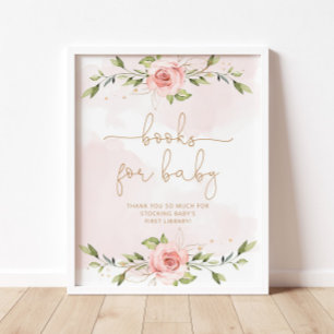 Affiche Papier doré rose floral pour bébé Livres pour bébé