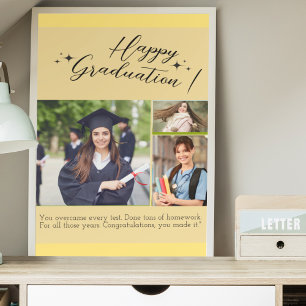 Affiche Papier Jaune Classique Simple Joyeux Jour de Gradu