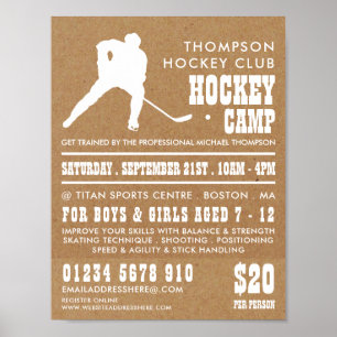 Affiche Papier Kraft, Hockey Camp Publicité