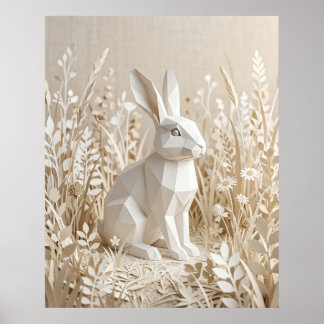 Affiche Papier Lapin Prairie de Lin