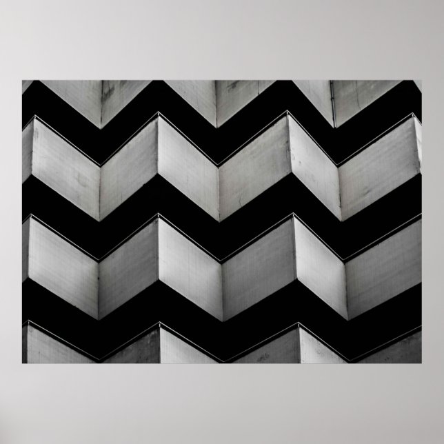 AFFICHE PAPIER NOIR ET BLANC CHEVRON (Devant)