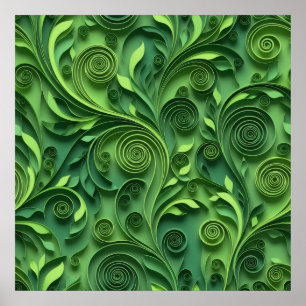 Affiche Papier numérique à motif de quilling vert