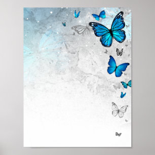 Affiche Papier papillon bleu argent Modèle Télécharger