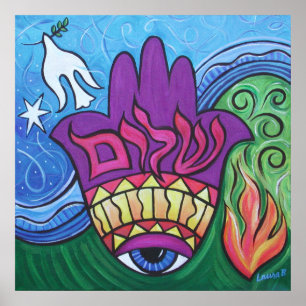 Affiche Papier Peace Hamsa