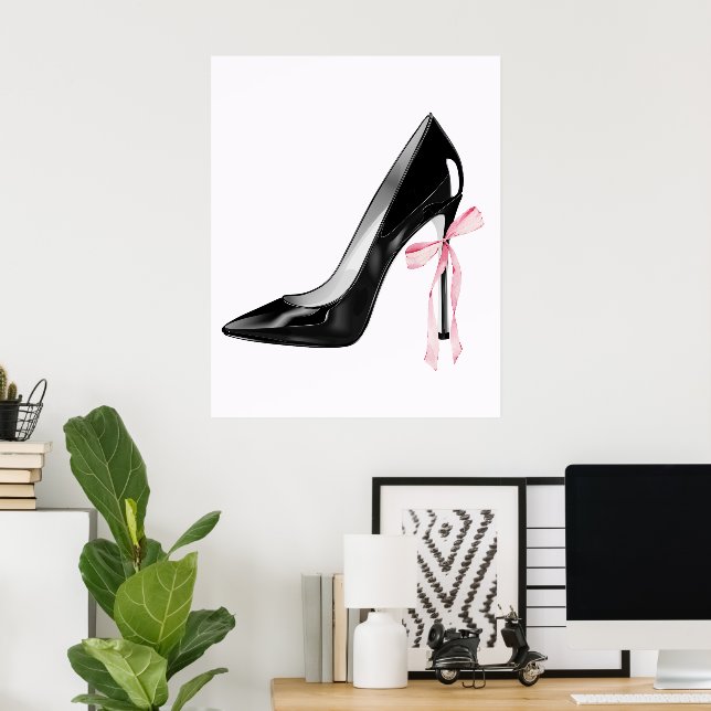 Affiche Papier peint à ruban féminin mignon (Bureau à domicile)