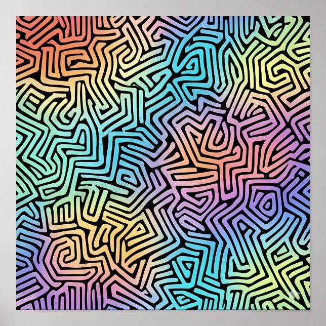 Affiche Papier peint à tessellation lumineuse complexe (Devant)