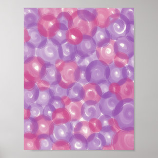 Affiche Papier peint abstrait à motif bulle rose violet br