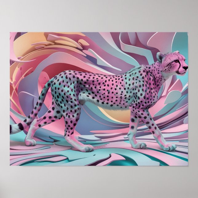Affiche Papier peint Abstrait Cheetah en couleur pastel (Devant)