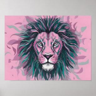 Affiche Papier peint Abstrait Lion de couleur pastel