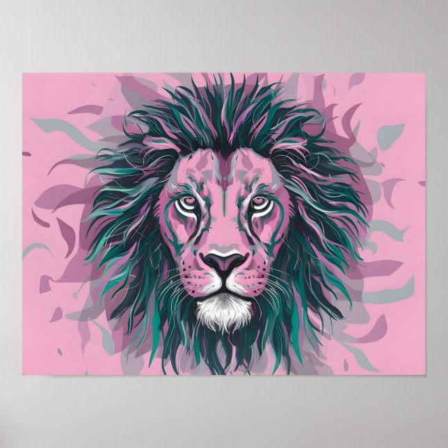 Affiche Papier peint Abstrait Lion de couleur pastel (Devant)