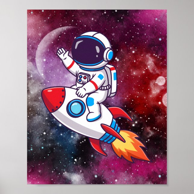Affiche Papier peint aventure spatiale amusante (Devant)